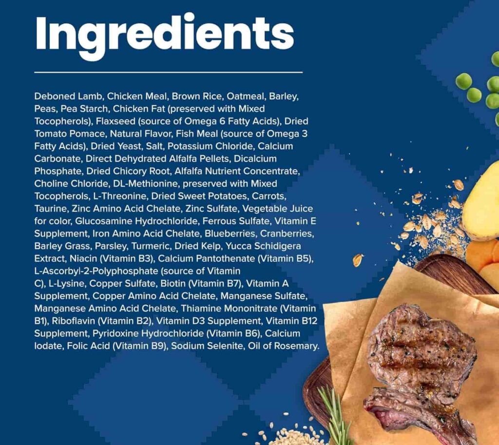 Blue Buffalo Lamb and brown rice 30 lb pack Ingredients and uses