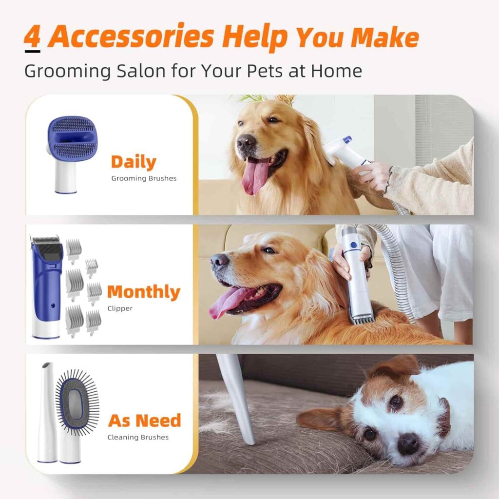 Buenkee Dog Grooming Kit With Pet Grooming Vacuum. Grooming accessories include Buenkee Dog Grooming Kit With Pet Grooming Vacuum. Grooming accessories include