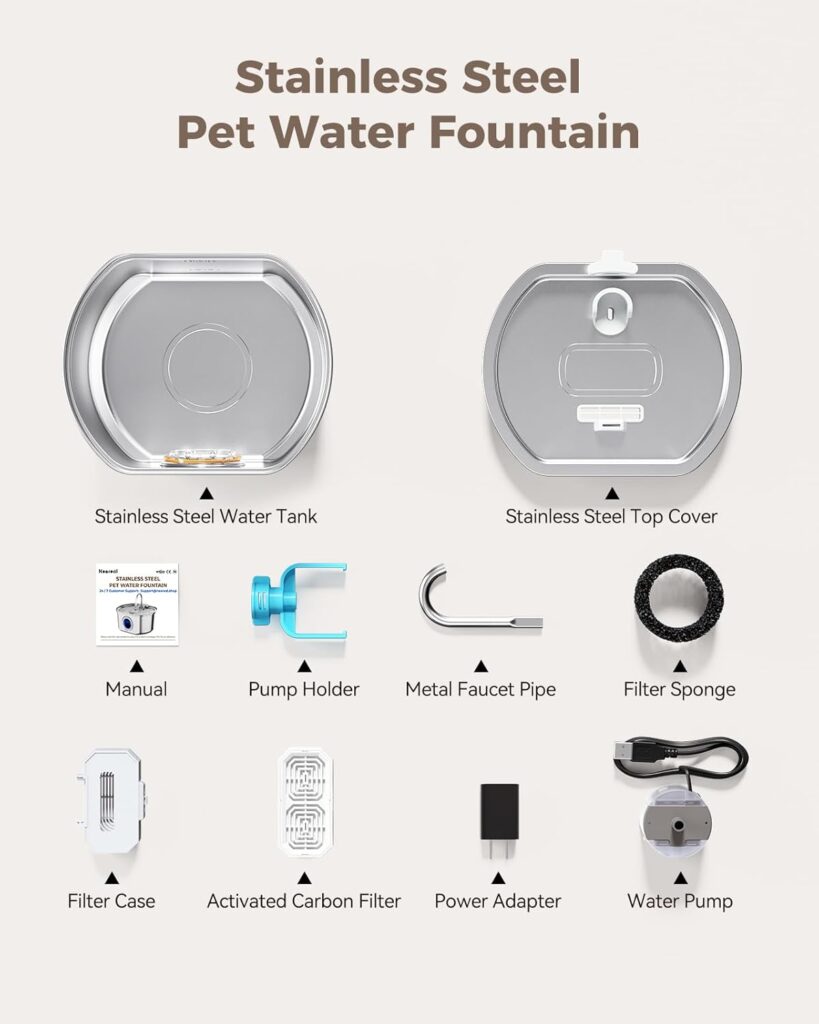 Neareal Cat Water Fountain Stainless steel Material Neareal Cat Water Fountain Stainless steel Material