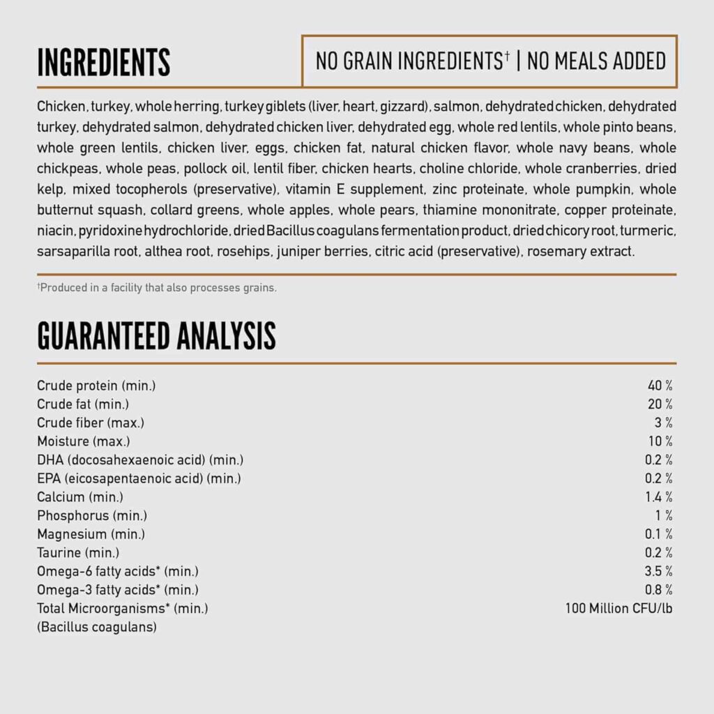 ORIJEN Original Grain-Free Dry Cat Food ingredients ORIJEN Original Grain-Free Dry Cat Food ingredients