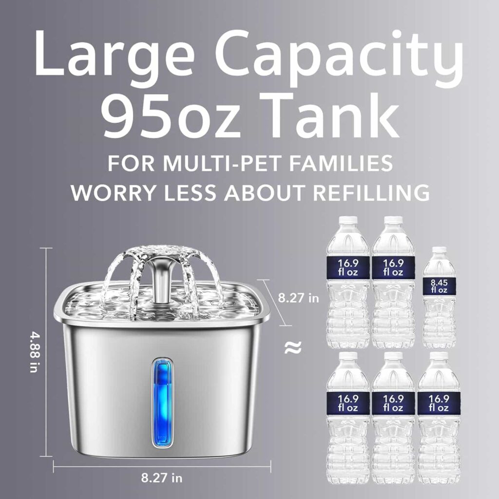 Veken 95Oz2.8L Pet Fountain large capacity tank of 90oz Veken 95Oz2.8L Pet Fountain large capacity tank of 90oz