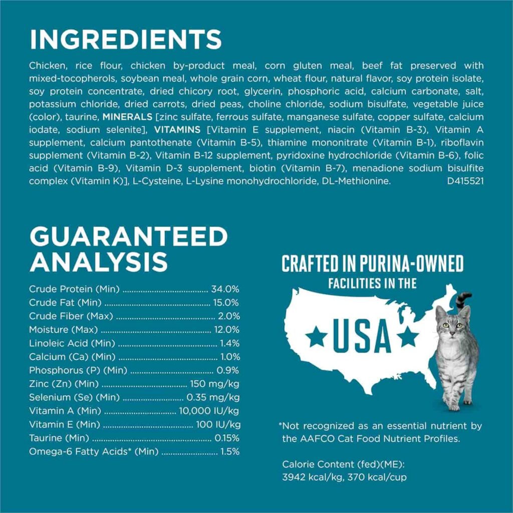 Purina One Tender Selects Chicken 22 Lb cat food used high quality ingredients