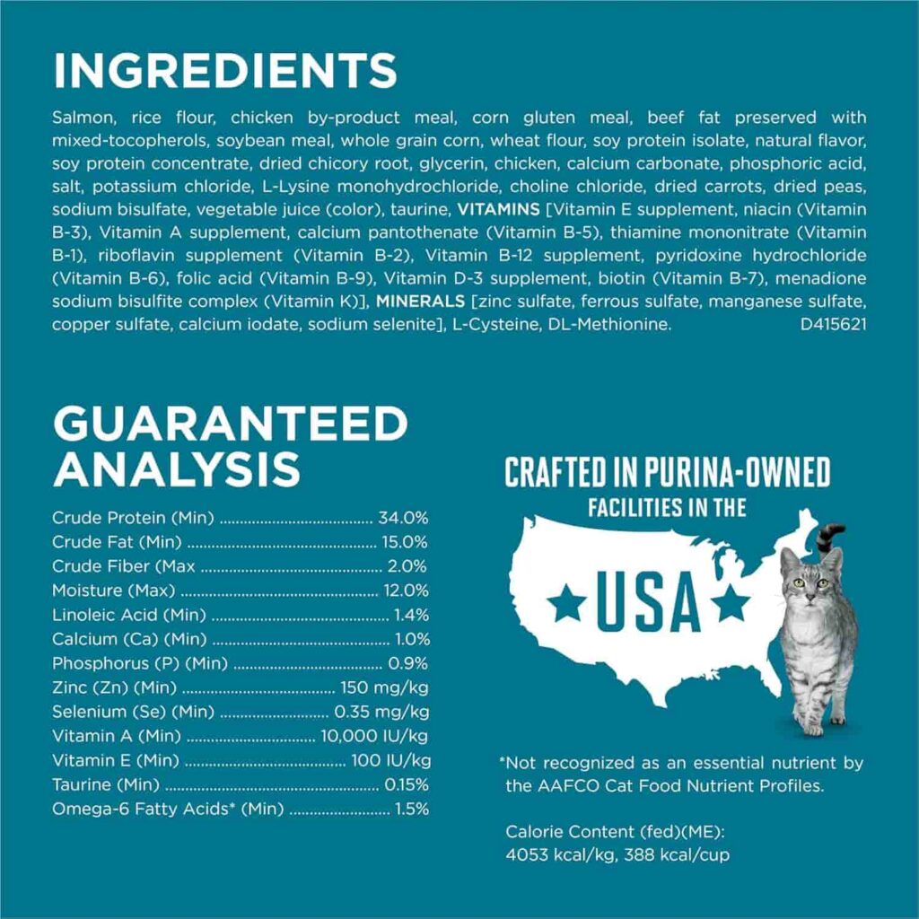 Purina One Tender Selects Salmon 22 Lb cat food ingredients used Purina One Tender Selects Salmon 22 Lb cat food ingredients used