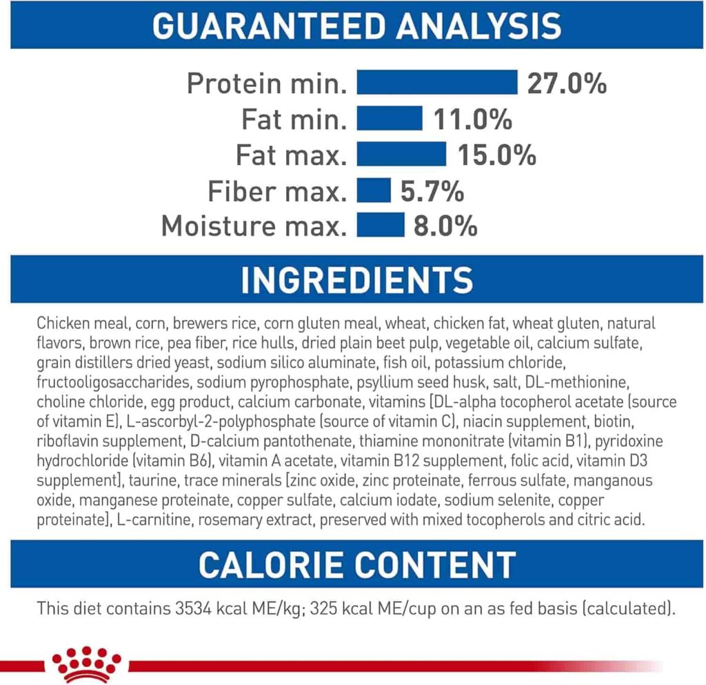 Royal Canin indoor adult cat food 7-pound Ingredient used