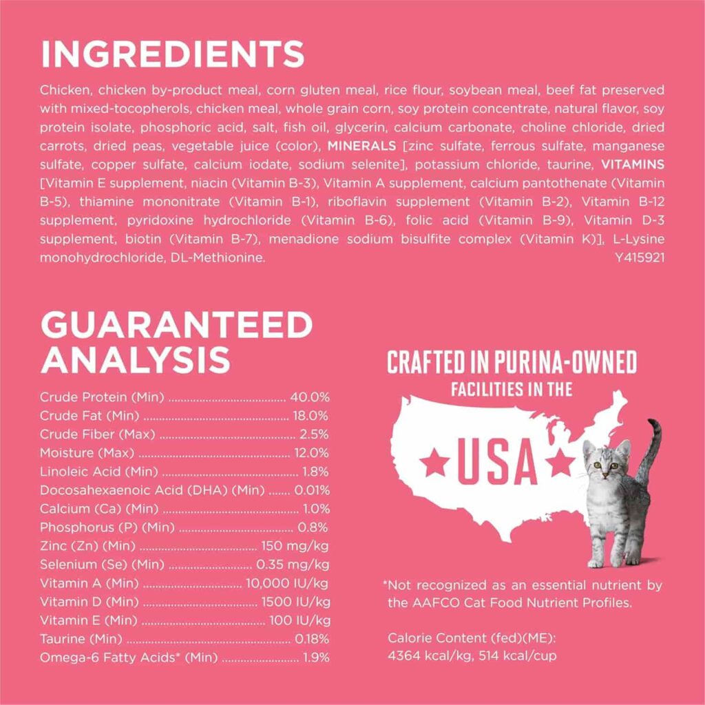 Purina One Healthy Kitten Formula Dry Cat Food 16 lb Ingredients used