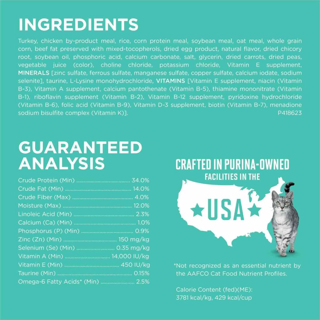 Purina One Sensitive Stomach Dry Cat Food Ingredients used